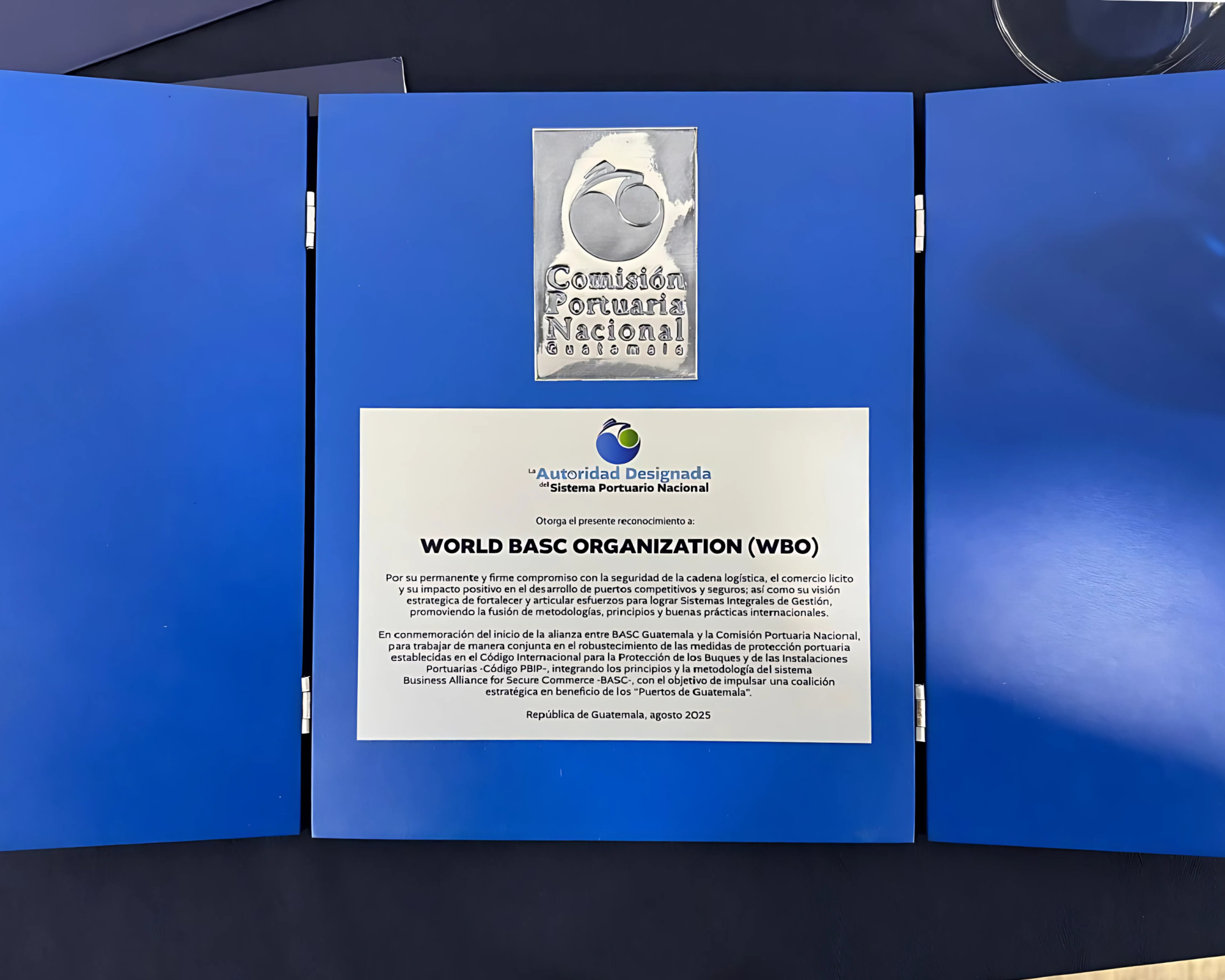 Reconocimiento a WBO de parte de Comisión Portuaria Nacional por su compromiso con el comercio internacional seguro.